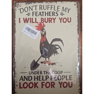 LAHUTK Don't Ruffle My Feathers Rooster Metal Tin Sign Vintage Farmhouse Decor